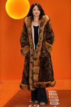 Load image into Gallery viewer, Penny lane in women&#39;s full length raccoon fur coat with shawl collar
