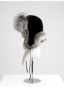 Silver Fox Hat Mink fur hat