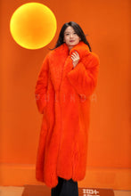 Load image into Gallery viewer, Full length natural Saga fox fur coat with shawl collar
