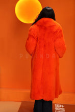 Load image into Gallery viewer, Full length natural Saga fox fur coat with shawl collar
