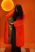 Load image into Gallery viewer, Full length natural Saga fox fur coat with shawl collar
