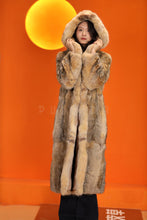 Load image into Gallery viewer, Full length natural coyote fur hooded coat
