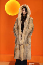 Load image into Gallery viewer, Full length natural coyote fur hooded coat
