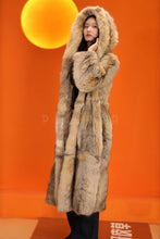 Load image into Gallery viewer, Full length natural coyote fur hooded coat
