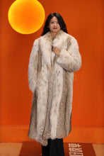 Load image into Gallery viewer, Full length natural lynx fur coat with shawl collar
