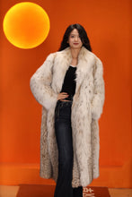 Load image into Gallery viewer, Full length natural lynx fur coat with shawl collar
