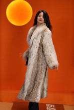 Load image into Gallery viewer, Full length natural lynx fur coat with shawl collar
