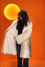 Load image into Gallery viewer, Mid-length women&#39;s natural lynx fur coat with shawl collar
