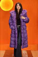 Load image into Gallery viewer, Full length natural arctic hare fur hooded coat
