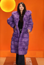 Load image into Gallery viewer, Full length natural arctic hare fur hooded coat
