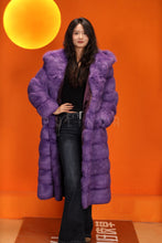 Load image into Gallery viewer, Full length natural arctic hare fur hooded coat
