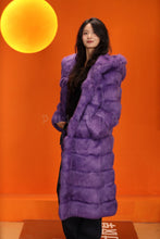 Load image into Gallery viewer, Full length natural arctic hare fur hooded coat
