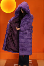 Load image into Gallery viewer, Full length natural arctic hare fur hooded coat
