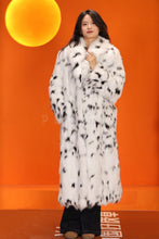 Load image into Gallery viewer, Full length natural Saga fox fur coat in imitation of lynx fur
