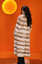 Load image into Gallery viewer, Full length natural rex rabbit fur coat with english collar
