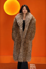 Load image into Gallery viewer, Full length natural Saga fox fur coat with shawl collar
