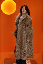 Load image into Gallery viewer, Full length natural Saga fox fur coat with shawl collar
