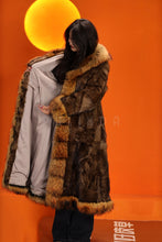 Load image into Gallery viewer, Penny lane in women&#39;s full length raccoon fur coat with shawl collar
