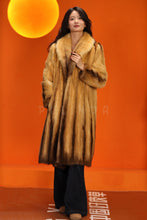 Load image into Gallery viewer, Full length natural golden marten coat with shawl collar
