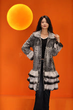 Load image into Gallery viewer, Mid-length genuine karakul and rex rabbit fur coat
