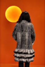 Load image into Gallery viewer, Mid-length genuine karakul and rex rabbit fur coat
