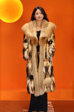 Load image into Gallery viewer, Penny lane in women&#39;s full length natural fitch fur coat with fox shawl collar
