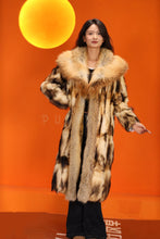 Load image into Gallery viewer, Penny lane in women&#39;s full length natural fitch fur coat with fox shawl collar
