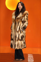 Load image into Gallery viewer, Penny lane in women&#39;s full length natural fitch fur coat with fox shawl collar
