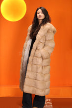 Load image into Gallery viewer, Full length natural arctic hare fur coat with shawl collar
