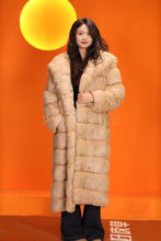 Load image into Gallery viewer, Full length natural arctic hare fur coat with shawl collar
