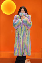 Load image into Gallery viewer, Full length natural Saga fox fur coat with stand collar
