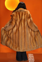 Load image into Gallery viewer, Full length natural Saga red fox fur coat with shawl collar
