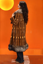 Load image into Gallery viewer, Full length natural squirrel fur coat with silver fox shawl coller
