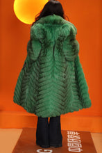 Load image into Gallery viewer, Full length natural Saga cross fox fur coat with shawl collar
