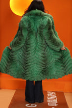 Load image into Gallery viewer, Full length natural Saga cross fox fur coat with shawl collar
