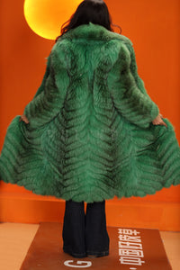 Full length natural Saga cross fox fur coat with shawl collar