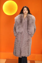 Load image into Gallery viewer, Full length natural Saga fox fur coat with shawl collar
