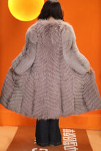 Load image into Gallery viewer, Full length natural Saga fox fur coat with shawl collar
