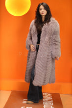 Load image into Gallery viewer, Full length natural Saga fox fur coat with shawl collar
