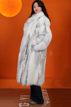 Load image into Gallery viewer, Full length Saga arctic marble fox fur coat with shawl collar
