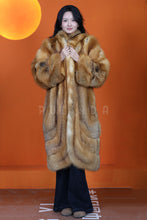 Load image into Gallery viewer, Full length natural Saga canadian red fox fur coat
