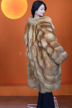 Load image into Gallery viewer, Full length natural Saga canadian red fox fur coat
