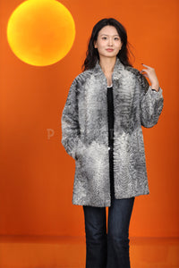 Natural karakul fur coat & jacket with stand collar