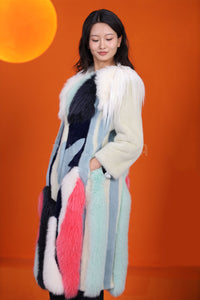 Full length natural Saga mink fur coat