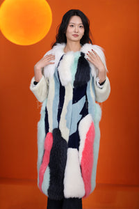 Full length natural Saga mink fur coat