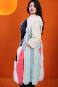 Full length natural Saga mink fur coat