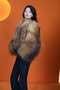 Natural arctic raccoon fur coat & jacket