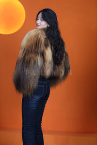 Natural arctic raccoon fur coat & jacket