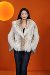 Natural lynx fur coat & jacket with shawl collar