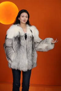 Natural Saga platinum gold fox fur coat & jacket